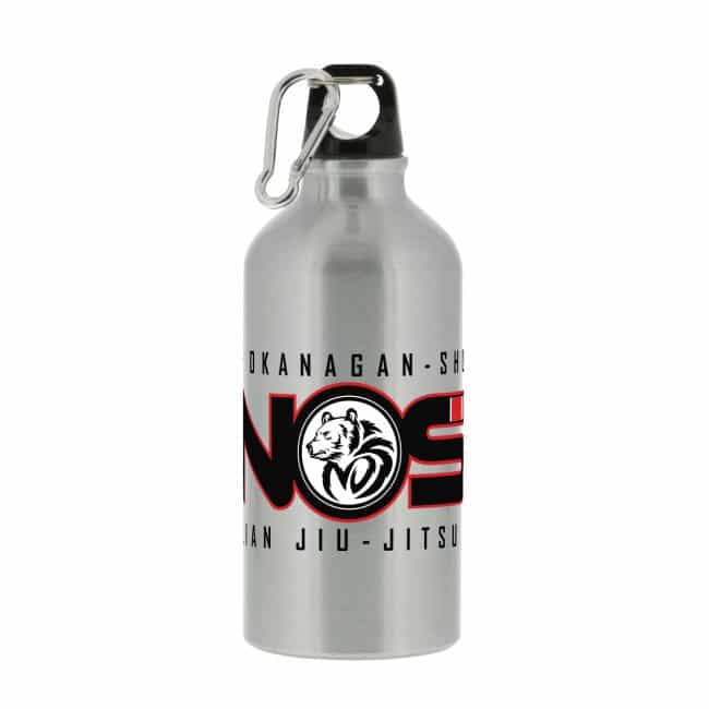 NOS Brazilian Jiu Jitsu & MMA Vernon BC - MOS Logo - Silver 17oz Bottle - Dark text